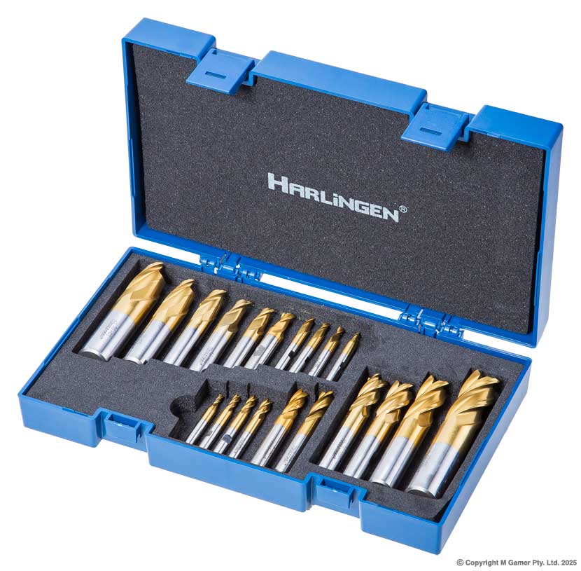 20 Piece Two & Four Flute Solid TiN HSS End Mill Set